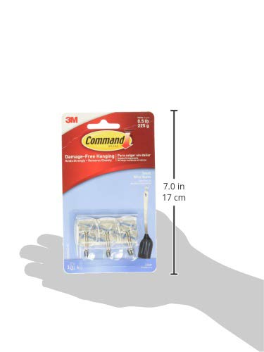 Command™ Small Clear Wire Hooks with Clear Strips 17067CLR-ES, 3 Small Wire Hooks, 4 Clear Strips