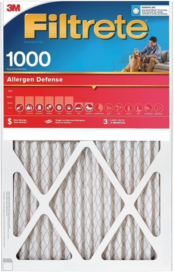 Filtrete™ Electrostatic Air Filter 1000 MPR 9804-2PK-3, 14 in x 25 in x 1 in (35.5 cm x 63.5 cm x 2.5 cm)