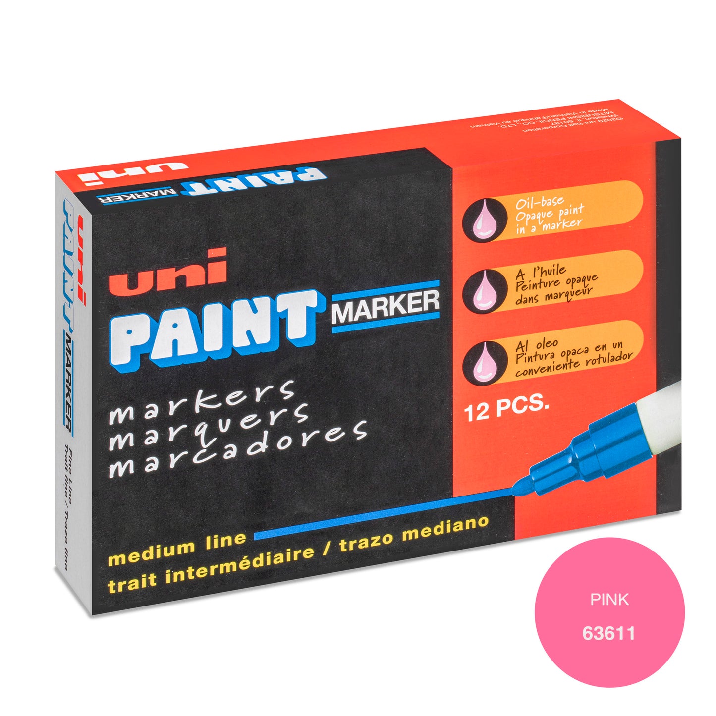 uni® Paint PX-20 Oil-Based Paint Markers, Medium Line (1.8-2.2mm), Pink