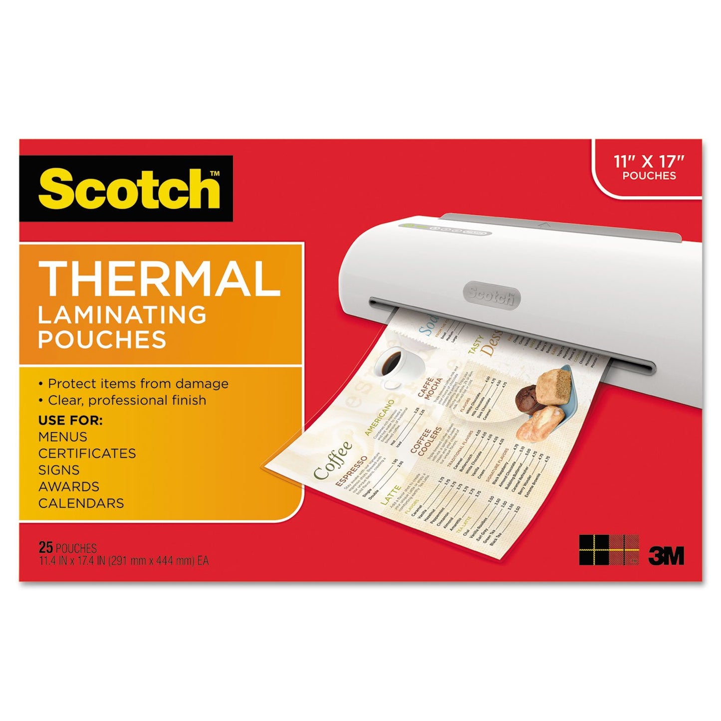 Scotch™ Laminating Pouches TP3856-25, 11.45 in x 17.48 in (291 mm x 444 mm)