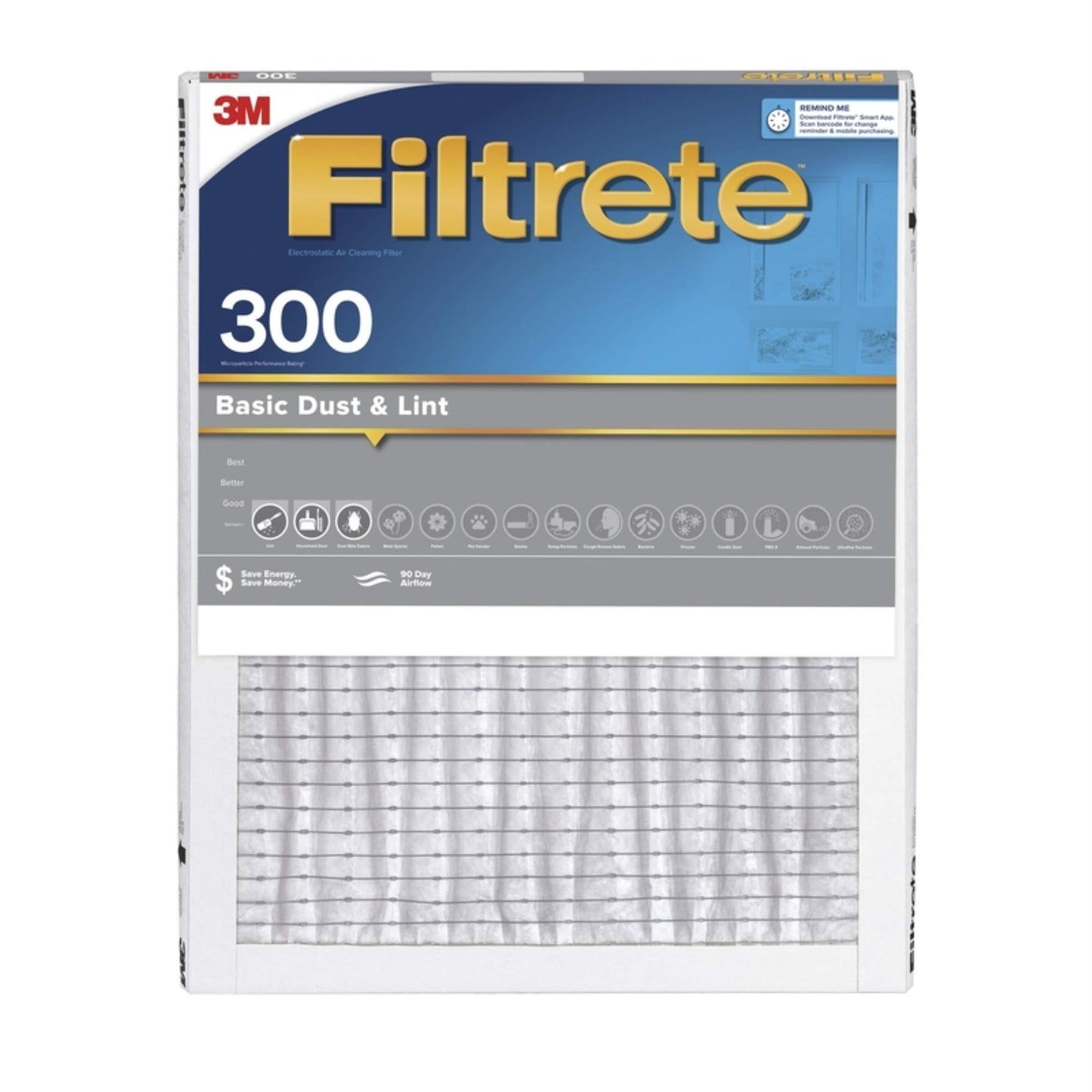Filtrete™ Basic Dust & Lint Air Filter, 300 MPR, 304-4, 14 in x 25 in x 1 in (35.5 cm x 63.5 cm x 2.5 cm)