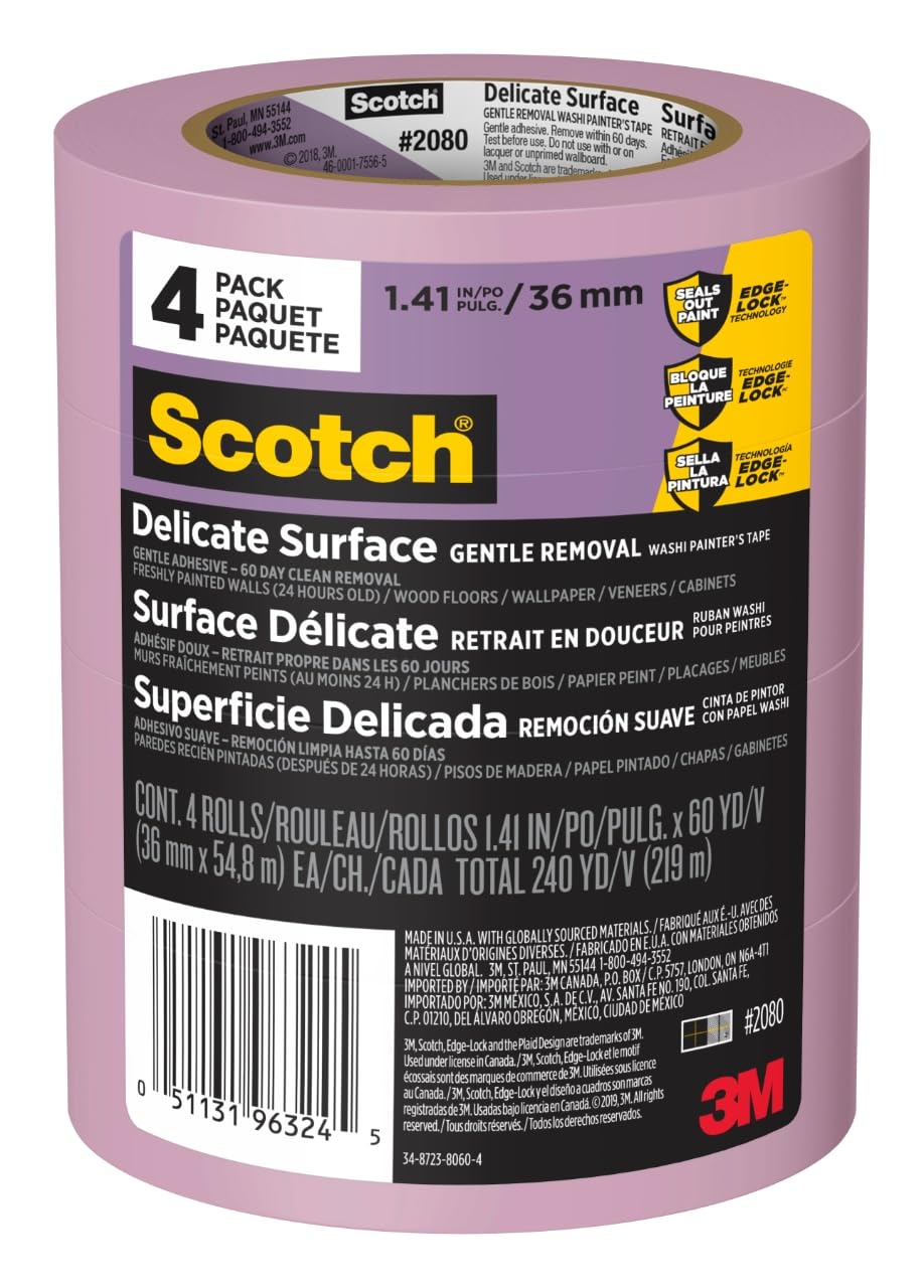 Scotch® Delicate Surface Painter's Tape 2080-36DP4, 1.41 in x 60 yd. (36mm x 54,8m)