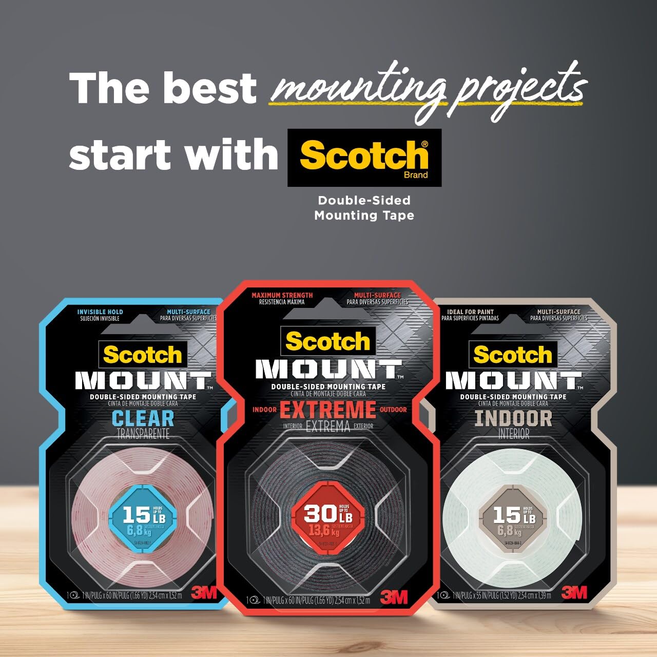Scotch-Mount™ Extreme Double-Sided Mounting Strips Mega Pack 414H-ST-MP-DC, 1 In X 3 In (2,54 Cm X 7,62 Cm) Ea, 48 Strips