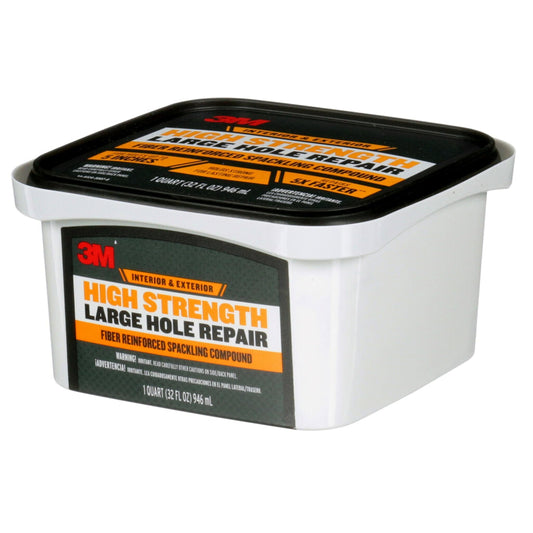 3M High Strength Fiber Reinforced Spackling Compound, 32 oz., Ideal for Large Hole Repair Cracks and Damaged Surfaces in Drywall, Plaster, Stucco, Concrete and Wood, For Easy Wall Repair (LHR-32-BB)