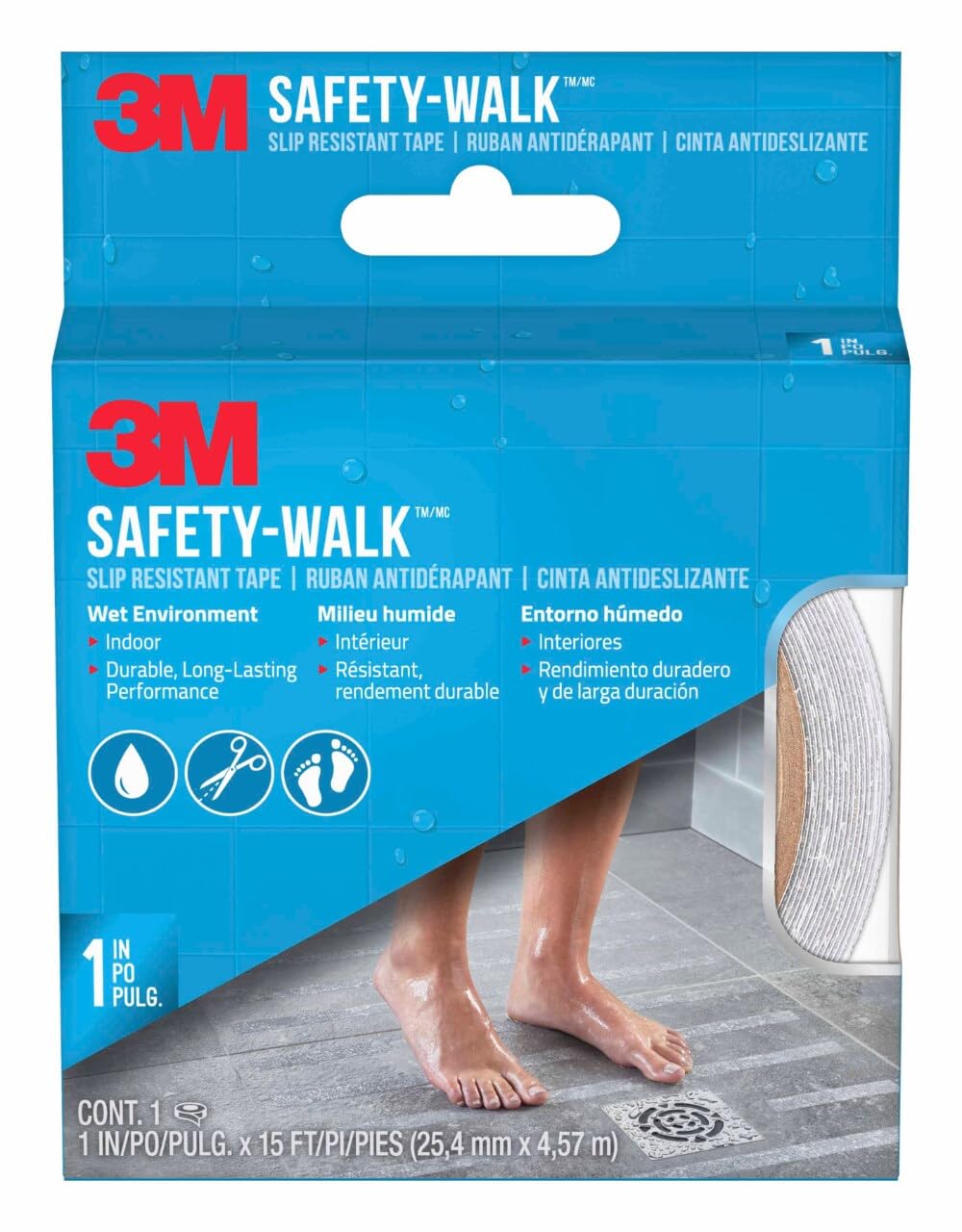 3M™ Safety-Walk™ Slip Resistant Tape, 220C-R1X180, 1 in x 15 ft, Clear