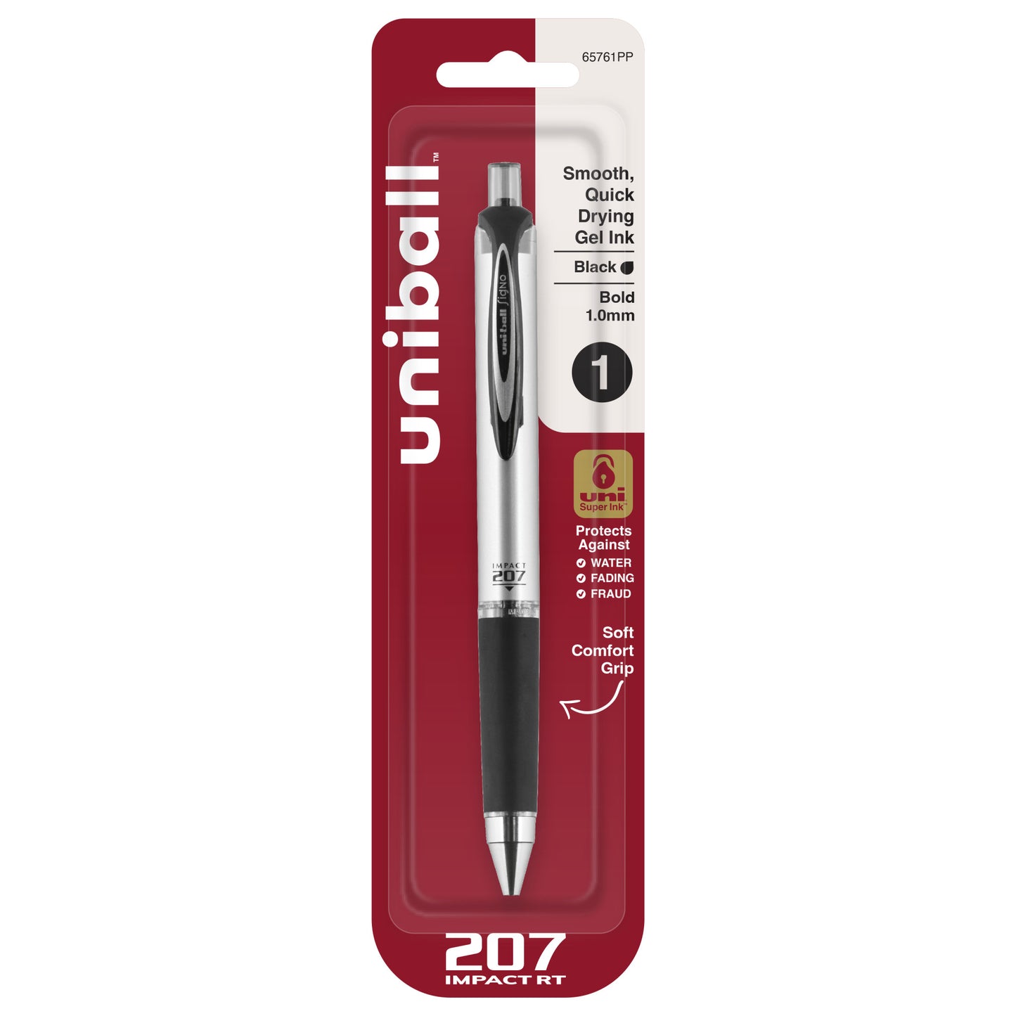 uniball™ 207 Impact RT Gel Pens, Bold Point (1.0mm), Black, 1 Pack