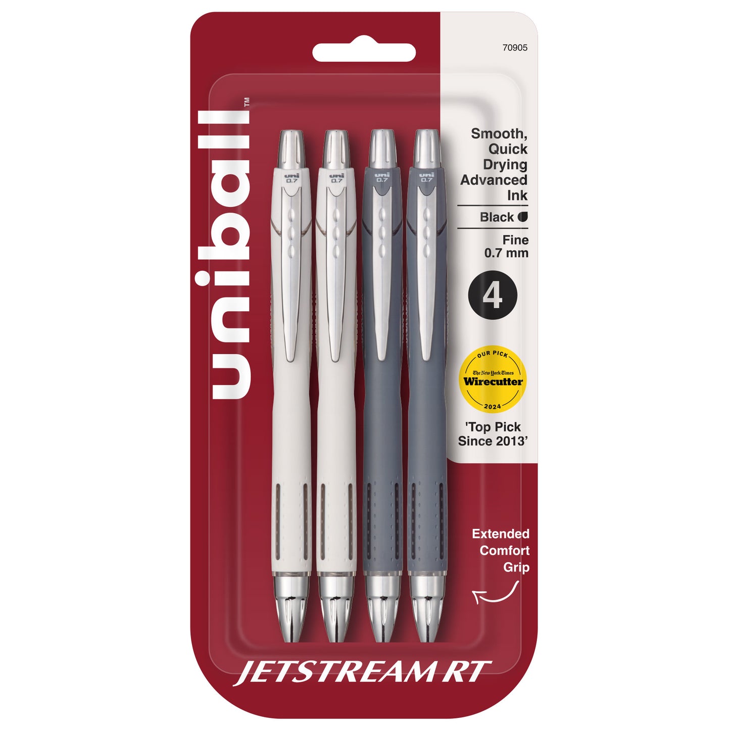uniball™ Jetstream RT Ballpoint Pens, Fine Point (0.7mm),Black, 4 Pack