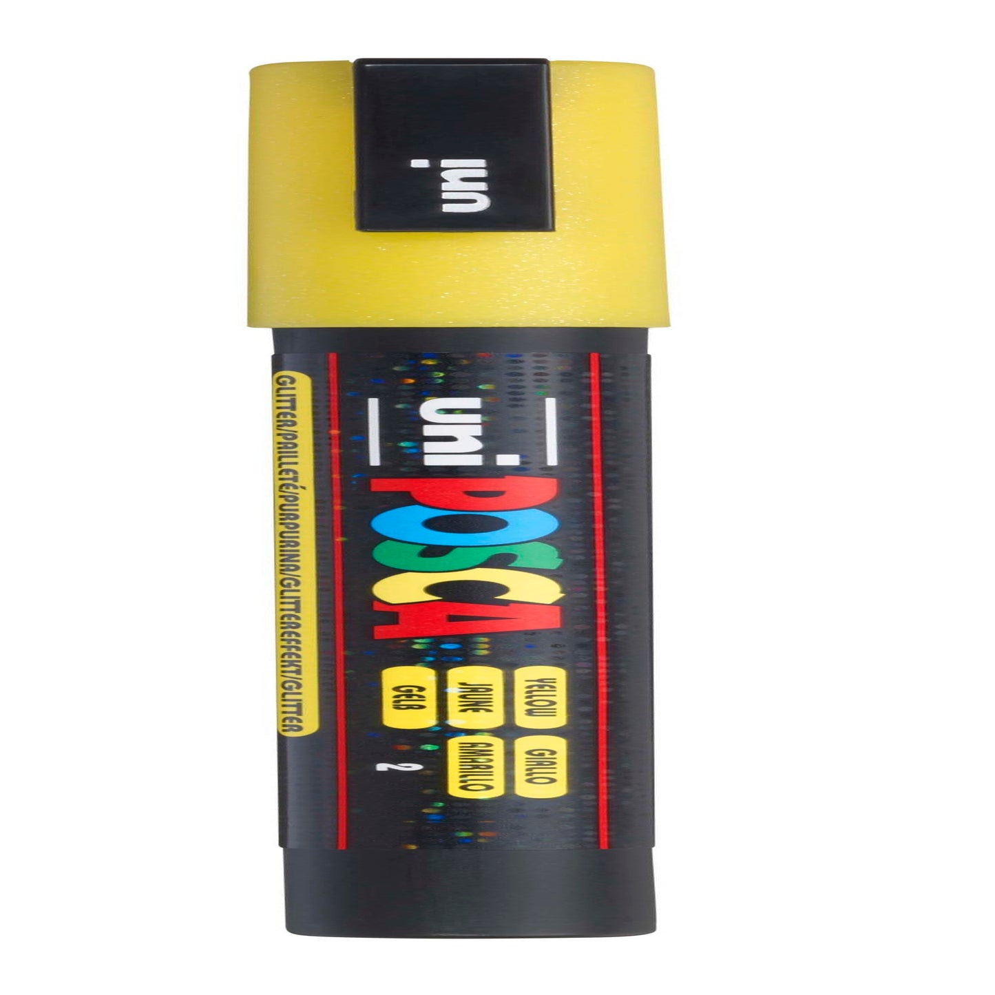 uni® POSCA PC-3ML Water-Based Glitter Paint Markers, Reversible Fine Tip (0.9-1.3mm), Glitter Yellow