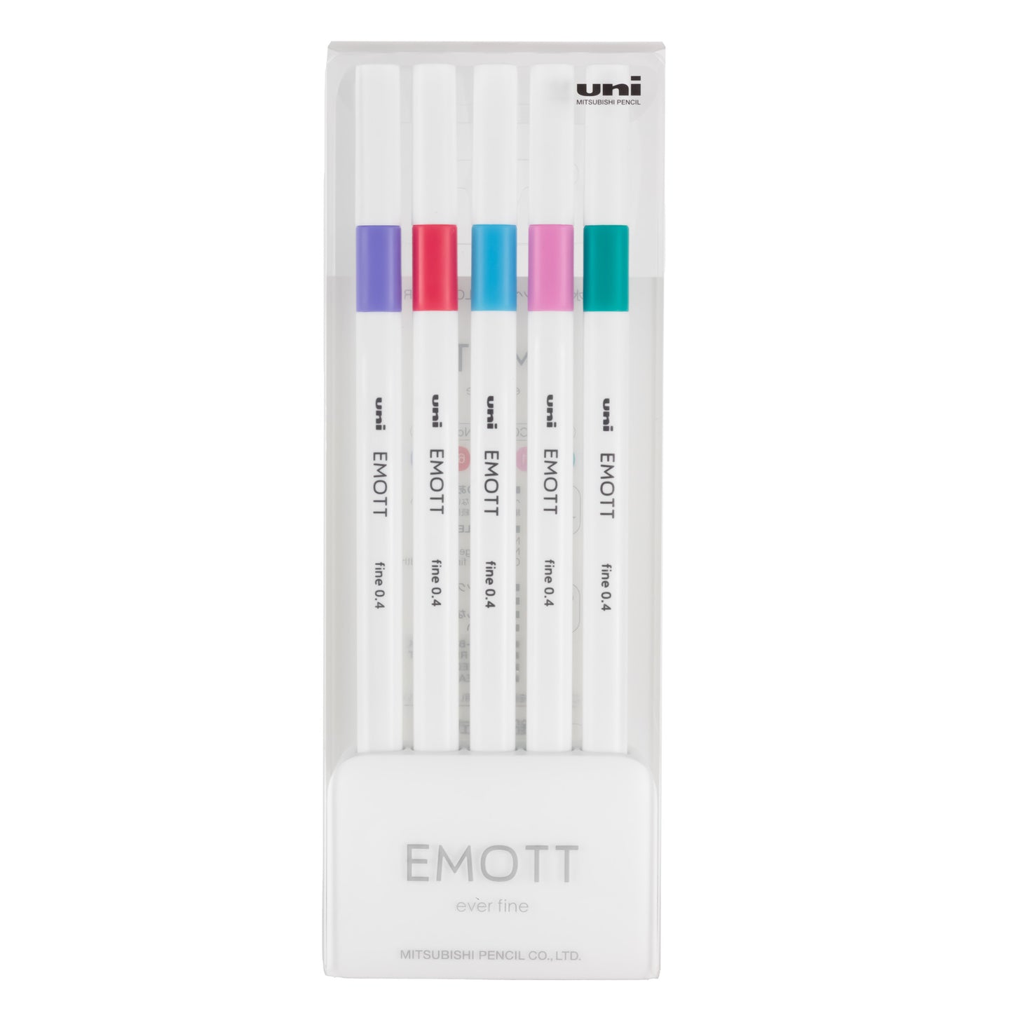 uni® Emott Fine Line Marker Pens, Fine Point (0.4mm), Candy Pop Colors (Set 5), 5 Pack