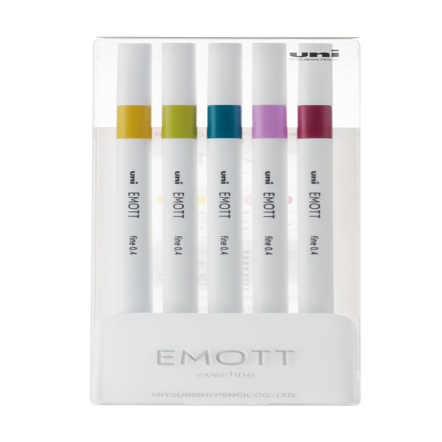 uni® Emott Fine Line Marker Pens, Fine Point (0.4mm), Retro Colors (Set 8), 5 Pack