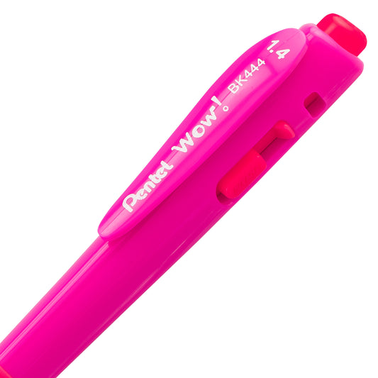 WOW! Ballpoint Pen, (1.4mm), Bold Line, Pink Ink (BK444-P)