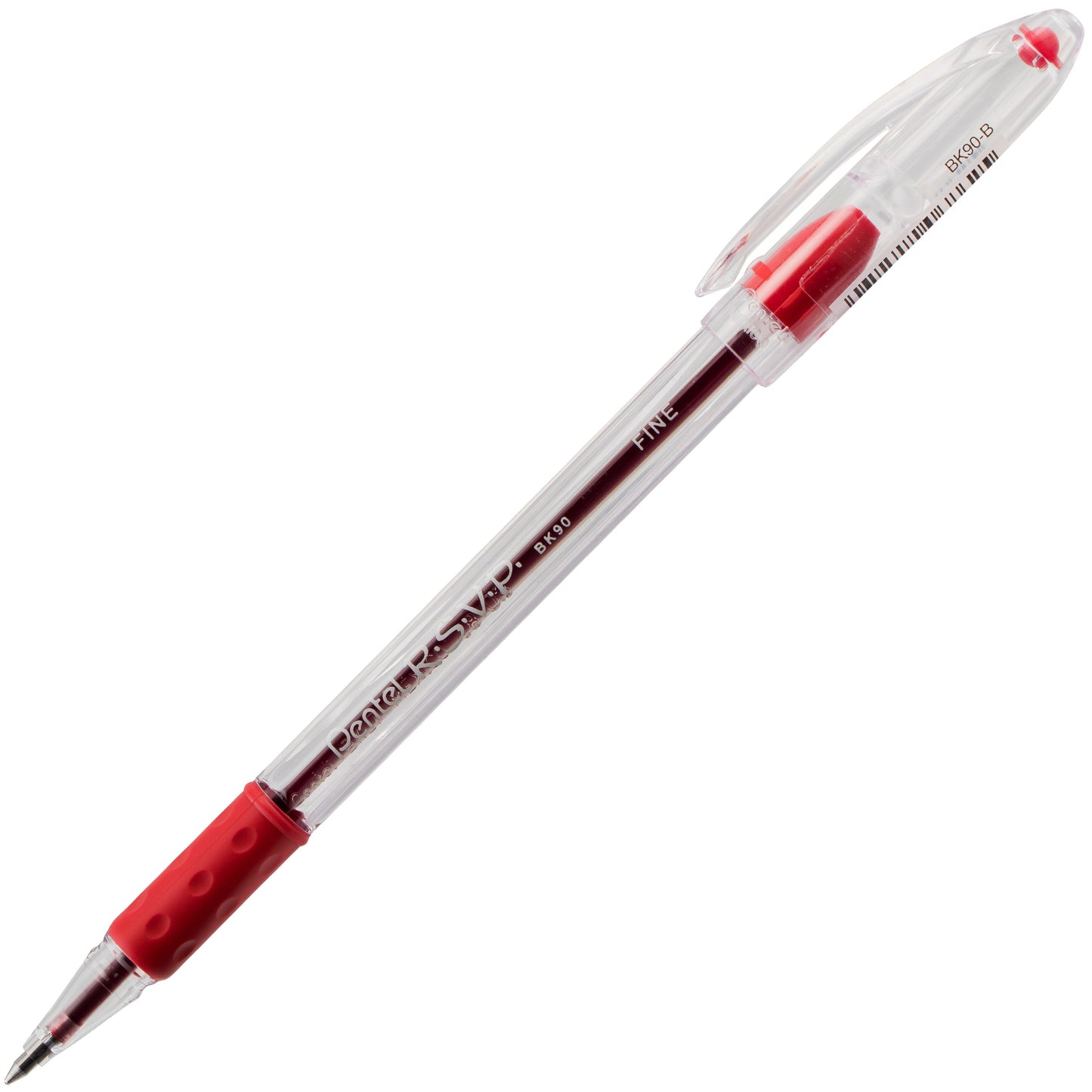 Pentel RSVP Ballpoint Pen, (0.7mm) Fine Line, Red Ink (BK90-B), 48 Dozen
