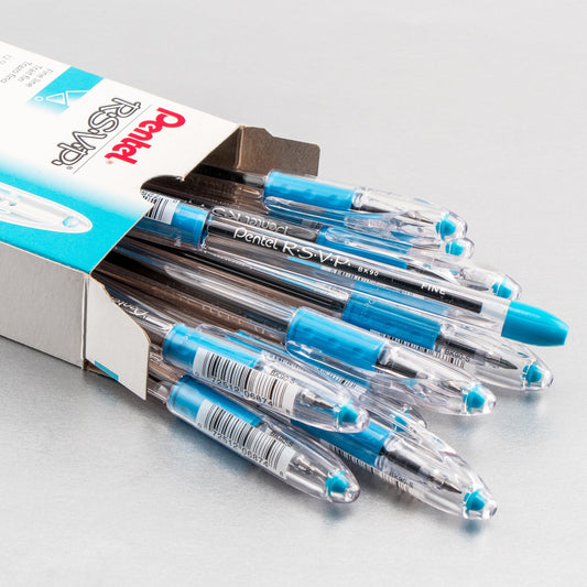 RSVP Ballpoint Pen, (0.7mm) Fine Line, Sky Blue Ink (BK90-S)
