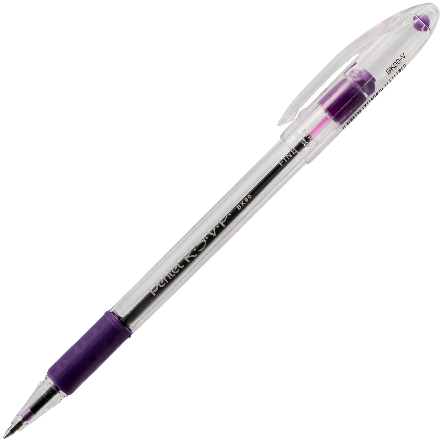 Pentel RSVP Ballpoint Pen, (0.7mm) Fine Line, Violet Ink (BK90-V), 48 Dozen