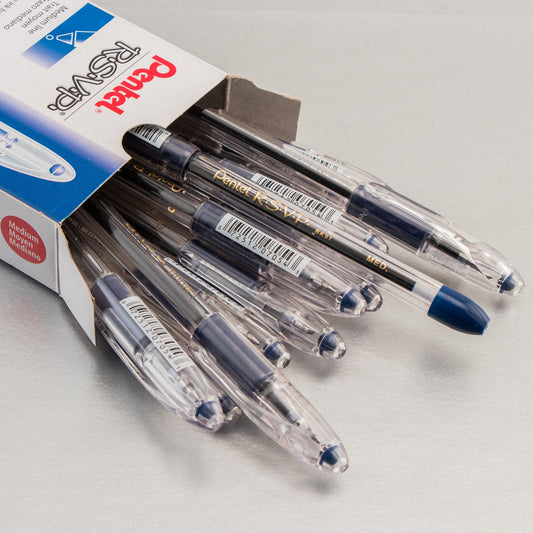 Pentel RSVP Ballpoint Pen, (1.0mm) Medium Line, Blue Ink (BK91-C), 48 Dozen
