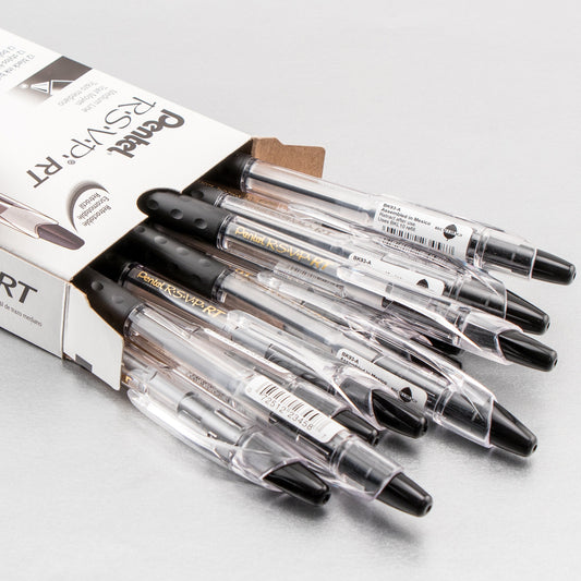Pentel RSVP RT Retractable Ballpoint Pen, (1.0mm) Medium Line, Black Ink (BK93-A)