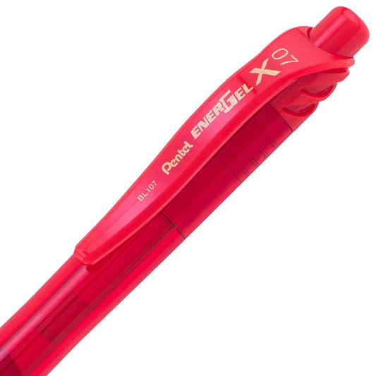 Pentel EnerGel-X Retractable Liquid Gel Pen, (0.7mm) Metal Tip, Red Ink (BL107-B), 48 Dozen