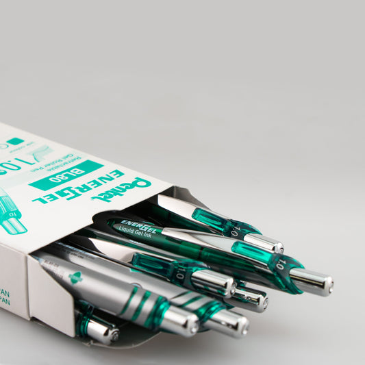 Pentel EnerGel RTX Retractable Liquid Gel Pen, (1.0mm) Metal Tip, Bold Line, Green Ink (BL80-D), 48 Dozen
