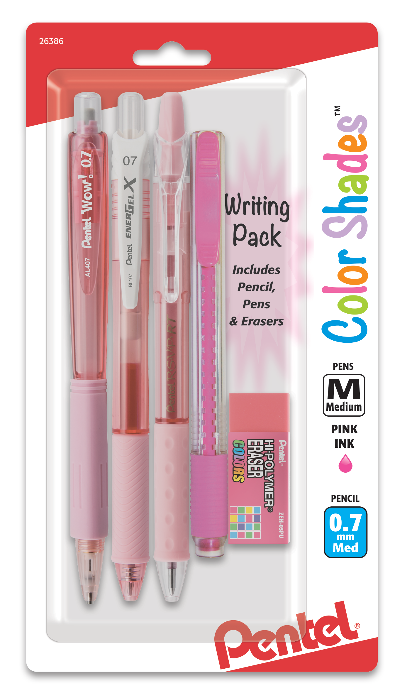 Pentel Color Shades Writing Pack - Pastel Pink (BLBKALZBPP), 72 Each