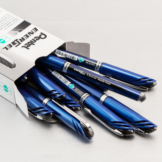 Pentel EnerGel NV Liquid Gel Pen, (0.5mm) Needle Tip, Fine Line Capped, Black Ink (BLN25-A), 48 Dozen