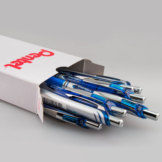 Pentel EnerGel RTX Retractable Liquid Gel Pen, (0.3mm) Needle Tip, Extra Fine Line, Blue Ink (BLN73-C), 48 Dozen