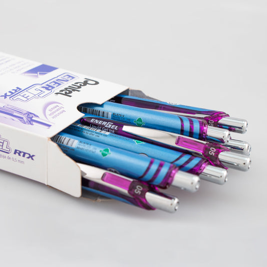 Pentel EnerGel RTX Retractable Liquid Gel Pen, (0.5mm) Needle Tip, Fine Line, Violet Ink (BLN75-V), 48 Dozen
