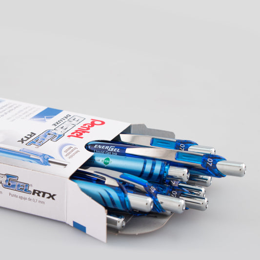 Pentel EnerGel RTX Retractable Liquid Gel Pen, (0.7mm) Needle Tip, Medium Line, Blue Ink (BLN77-C), 48 Dozen