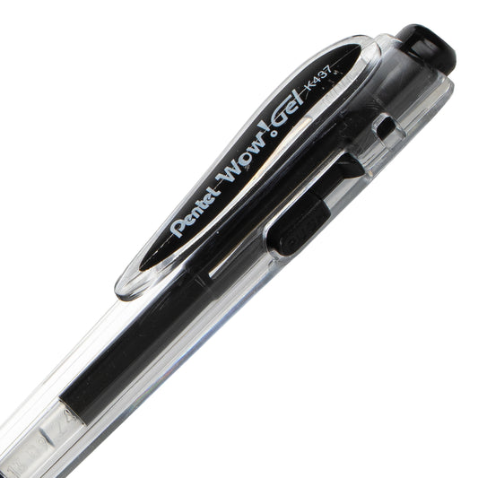 Wow! Gel Retractable Gel Pen, (0.7mm) Medium Line, Black Ink (K437-A)