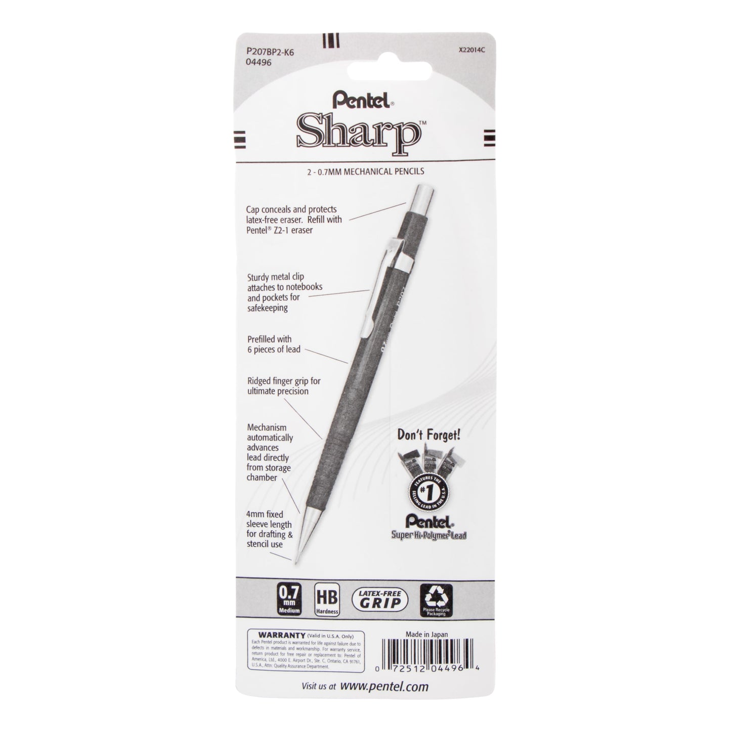 Pentel Sharp Mechanical Pencil (0.7mm) 2-Pk (P207BP2-K6)