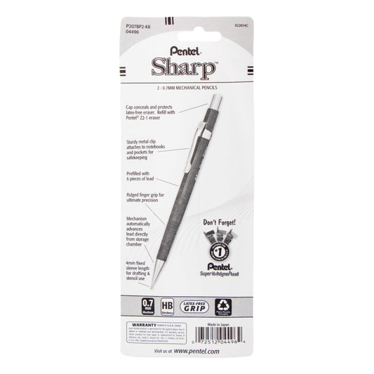 Pentel Sharp Mechanical Pencil (0.7mm) 2-Pk (P207BP2-K6), 144 Each