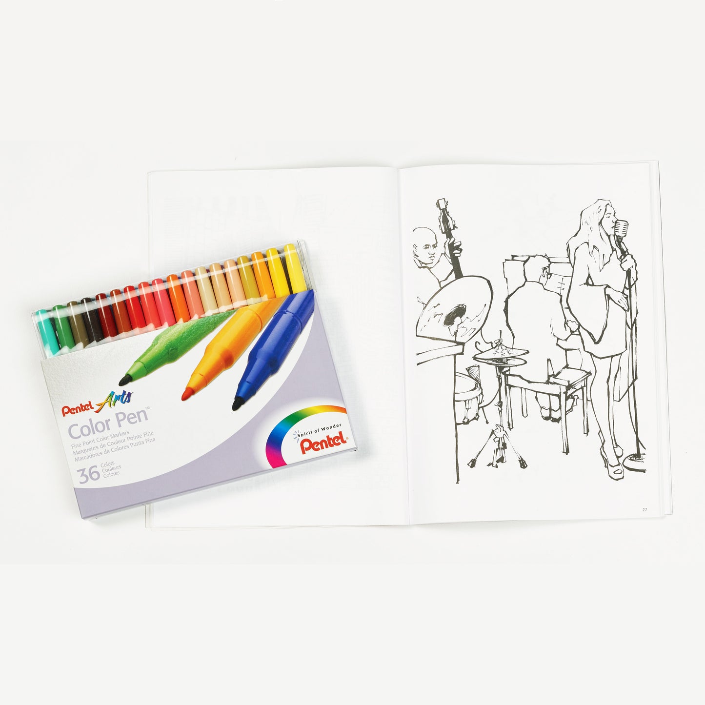 Pentel Arts Color Pen 12-Color Set (S360-12), 48 Each
