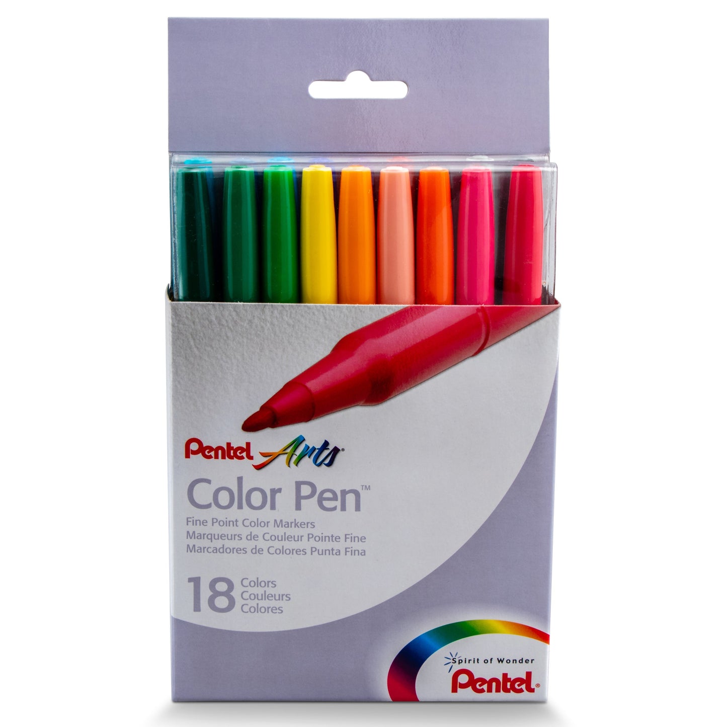 Pentel Arts Color Pen 18-Color Set (S360-18), 48 Each