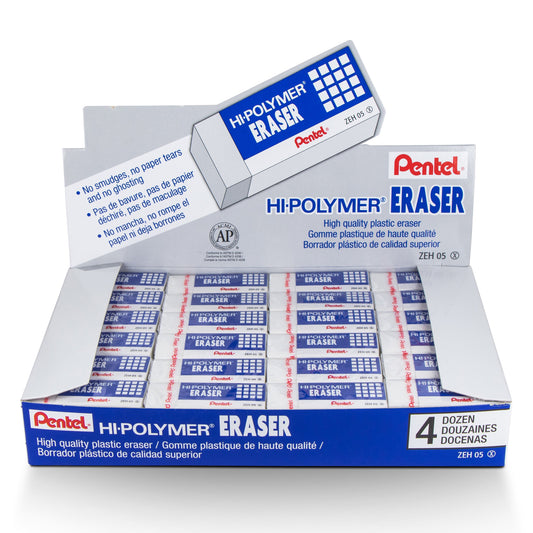 Pentel Hi-Polymer Block Eraser, Small White (ZEH-05), 120 Dozen