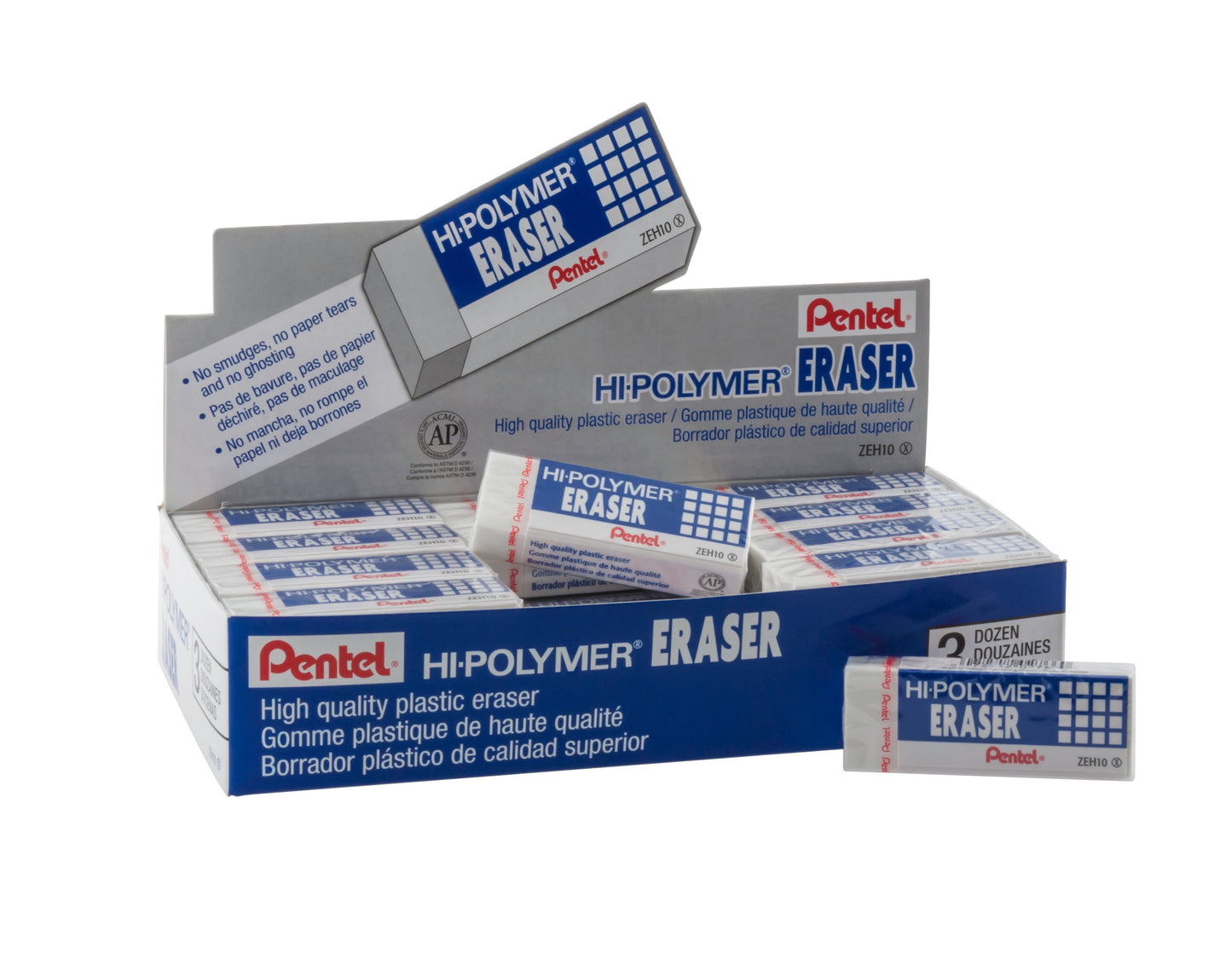 Pentel Hi-Polymer Block Eraser, Large White (ZEH-10)