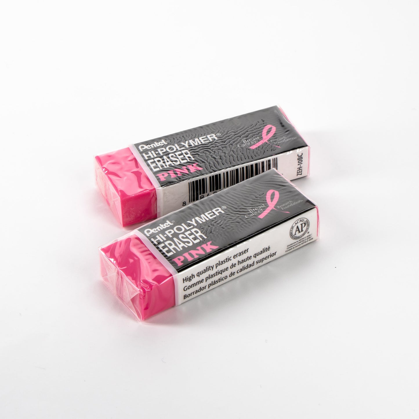 PINK BCA Hi-Polymer Block Eraser, Large Pink 2-Pk (ZEH10BCBP2)