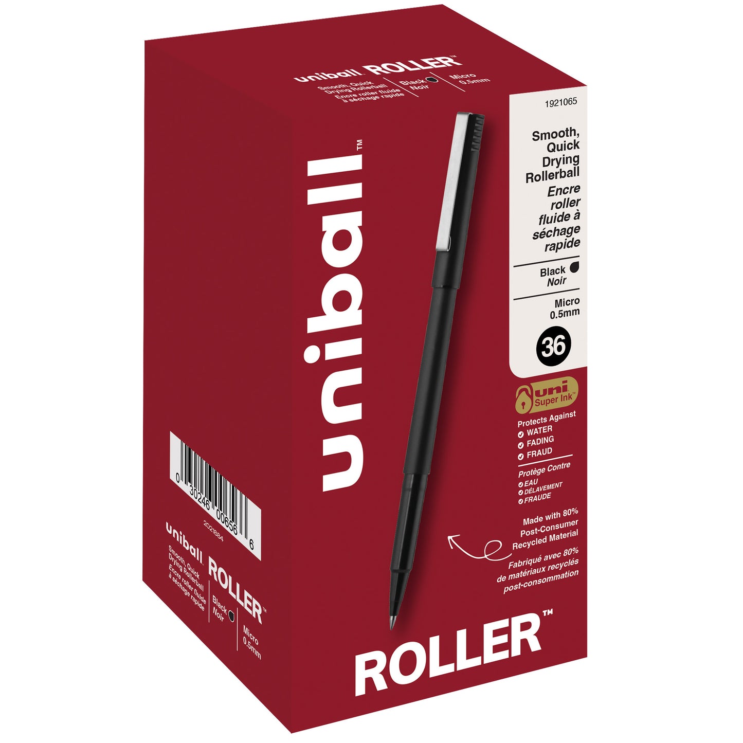 uniball™ Roller Rollerball Pens, Micro Point (0.5mm), Black, 36 Pack