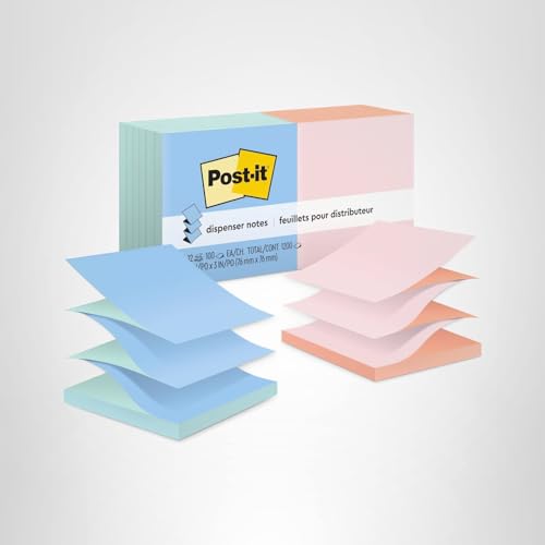 Post-it® Pop-up Notes R330-U-ALT, Alt Colors in Pads, 3 in x 3 in (76 mm x 76 mm), 100% PEFC, SGSCH-PEFC-COC-110078