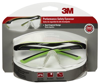 3M™ Brow Guard Eyewear Anti-Fog, 47100H1-DC, Black/Green, Clear Lens, 4/case