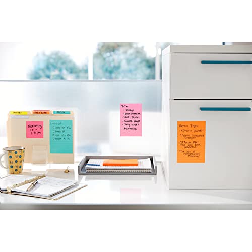 Post-it® Super Sticky Notes 660-5SSMIA, Supernova Neons, 4 in x 6 in (101 mm x 152 mm), 100% PEFC, SGSCH-PEFC-COC-110078