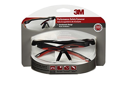 3M™ Performance Eyewear Anti-Fog, 47090H1-DC, Black/Red, Clear Lens, 4/case