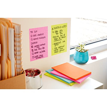 Post-it® Super Sticky Notes 660-5SSMIA, Supernova Neons, 4 in x 6 in (101 mm x 152 mm), 100% PEFC, SGSCH-PEFC-COC-110078