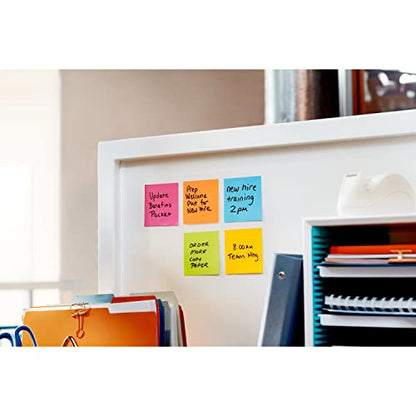Post-it® Super Sticky Notes 654-24SSAU, Energy Boost Collection, 3 in x 3 in (76 mm x 76 mm), 100% PEFC, SGSCH-PEFC-COC-110078