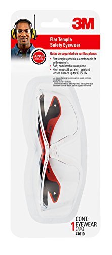 3M™ Flat Temple Eyewear, 47010H1-C, Black/Red, Clear Lens, Anti-Scratch, 12/case