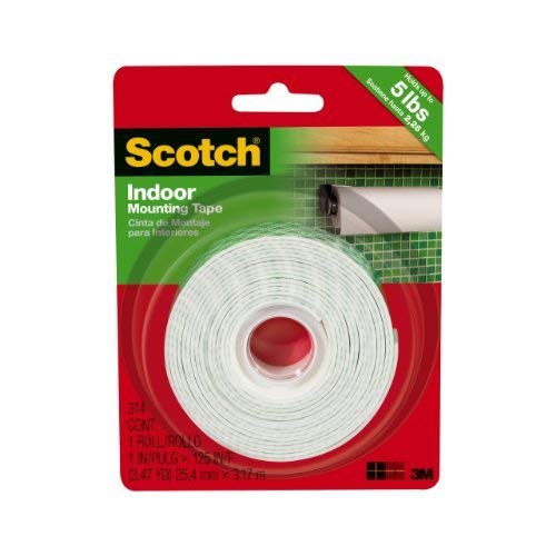 Scotch-Mount™ Indoor Double-Sided Mounting Tape 314H-MED, 1 in x 125 in (2,54 cm x 3,17 m)