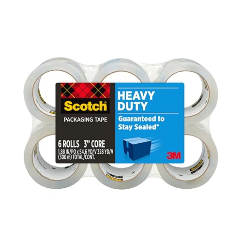 Scotch® Heavy Duty Shipping Packaging Tape 3850-LR6-6CC, 1.88 in x 54.6 yd (48 mm x 50 m), 6 Roll/Pack