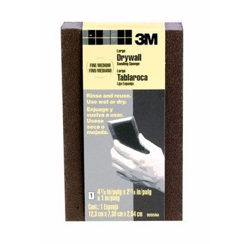 3M™ Drywall Sanding Sponge 9095DC, Dual Grit Block, 2 7/8 in x 4 7/8 in x 1 in, Fine/Medium