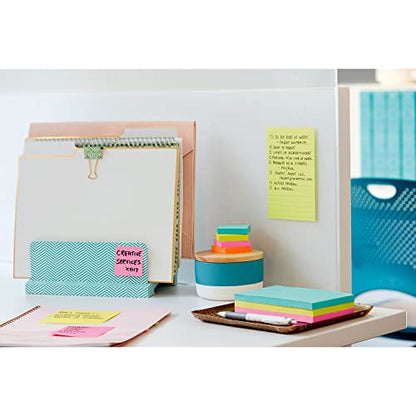 Post-it® Super Sticky Notes 660-5SSMIA, Supernova Neons, 4 in x 6 in (101 mm x 152 mm), 100% PEFC, SGSCH-PEFC-COC-110078