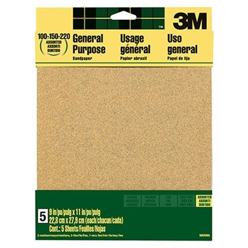 3M™ Aluminum Oxide Sandpaper Very Fine, 9000NA, 9 in x 11 in, 5/pk