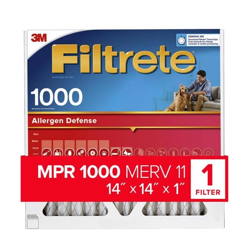 Filtrete™ Electrostatic Air Filter 1000 MPR, 9811-4, 14 in x 14 in x 1 in (35.5 cm x 35.5 cm x 2.5 cm)
