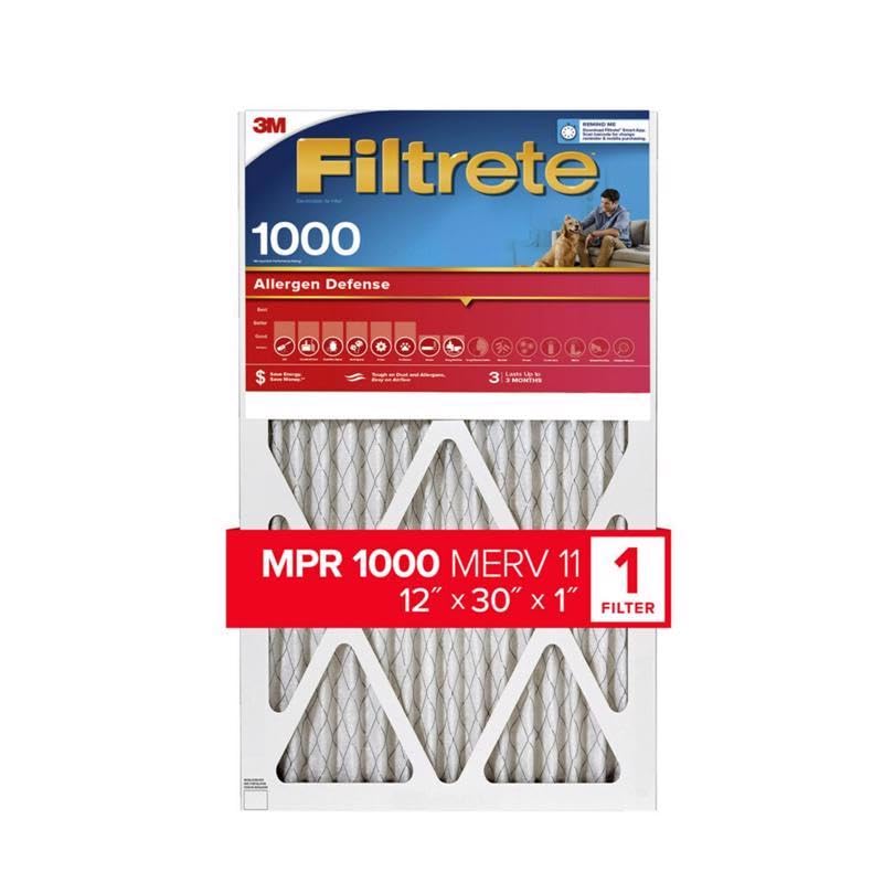 Filtrete™ Electrostatic Air Filter, 1000 MPR, 9842-4, 12 in x 30 in x 1 in (30.4 cm x 76.2 cm x 2.5 cm)